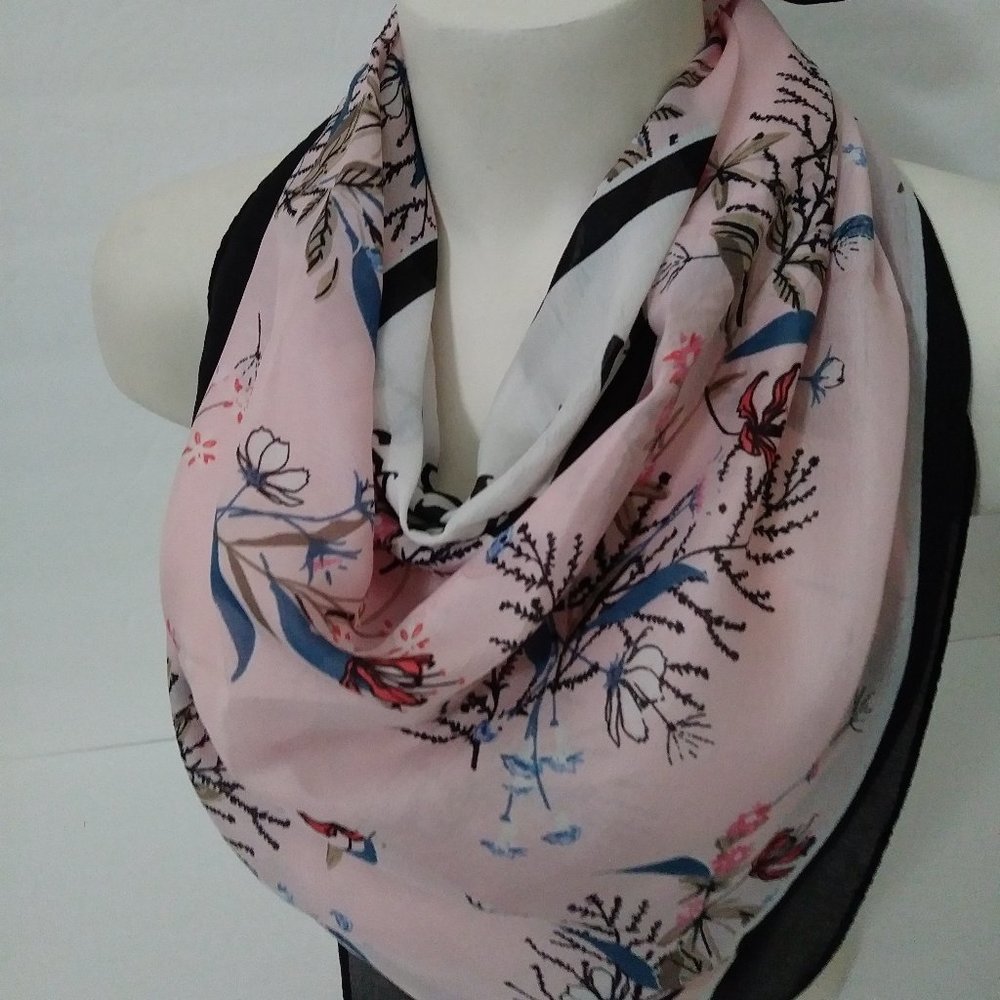 Juicy Couture Pink Floral Square Scarf